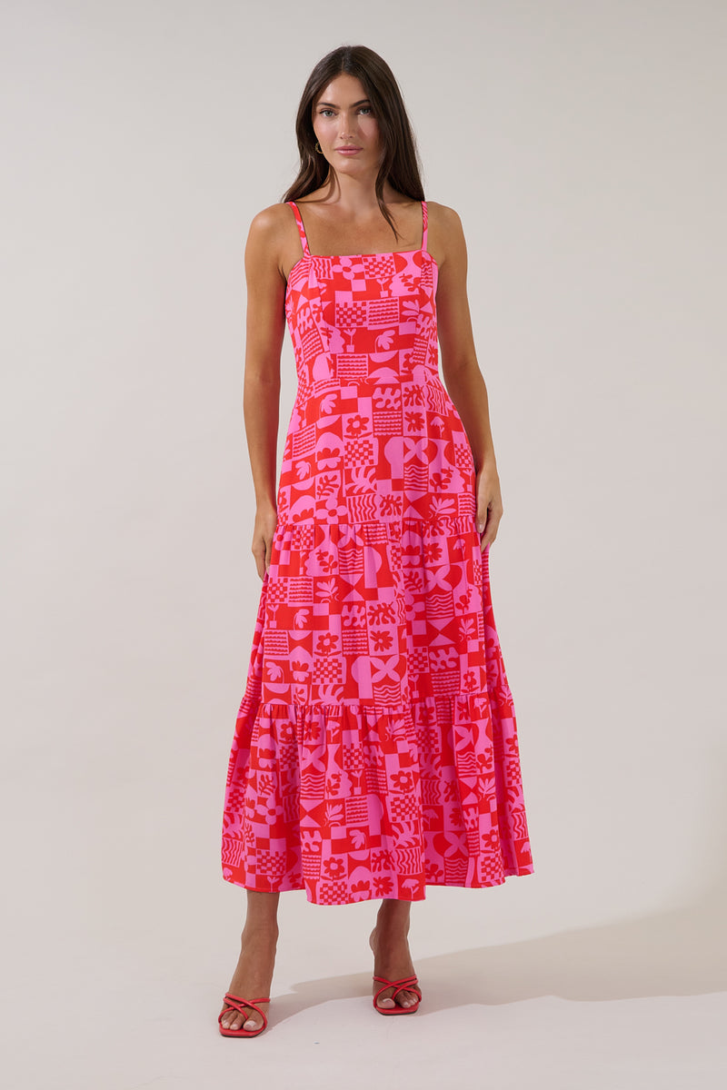 Alvis Tiered Maxi Dress Geo